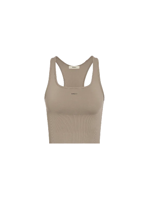 Women's Plant-Stretch Compressive Ribbed Tank Top—taupe