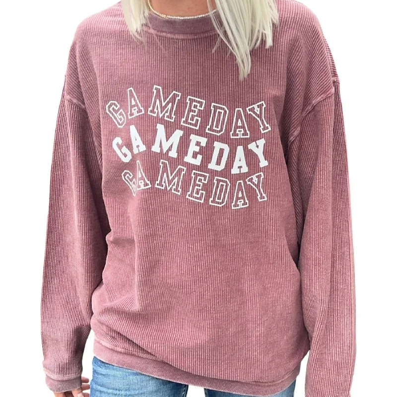 Gameday Corded Crew Sweatshirt In Maroon