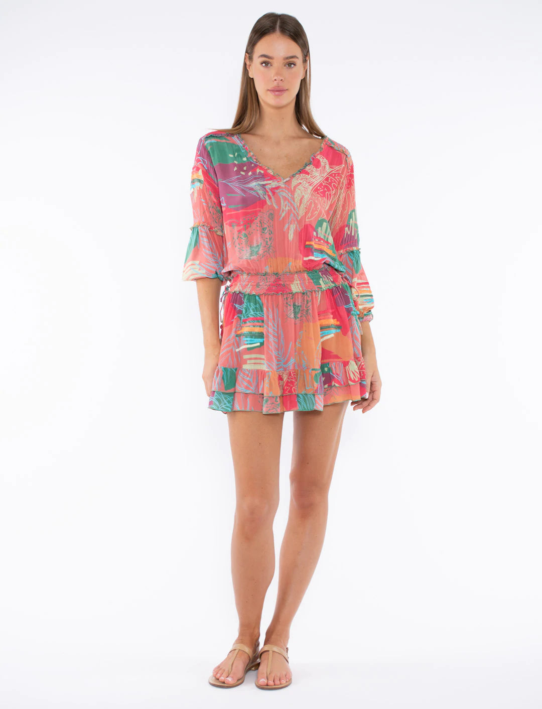 Deniz Dress - Pink Abstract Jungle