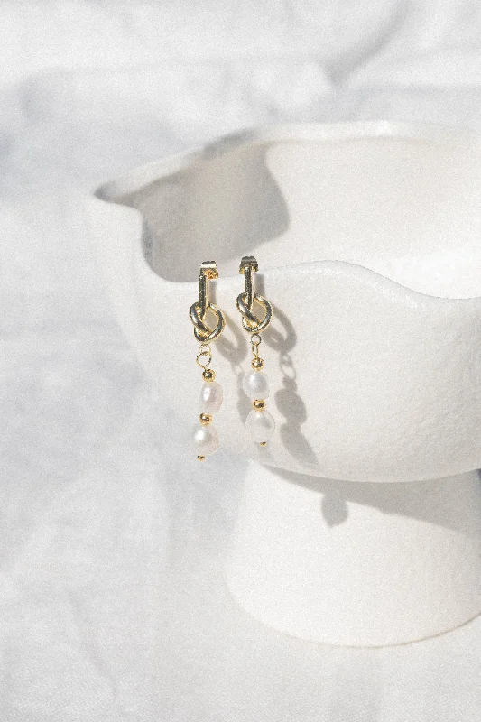 Trixton Pearl Drop Earrings - Gold