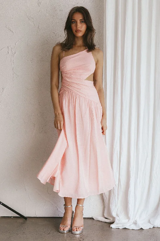 Destination Open Back Midi Dress Blush