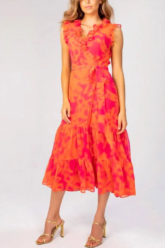 Giselle Maxi Dress In Pink/orange