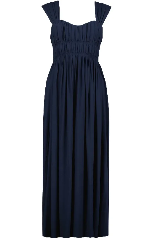 Grecian Corset Maxi Dress In Marine