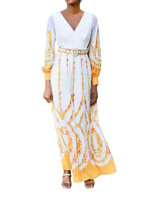 In The Wind Maxi Dress In White And Yellow