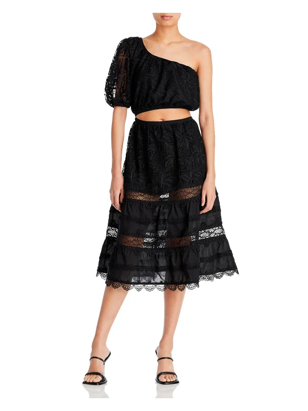 Jade Womens Lace Cut-Out Midi Dress