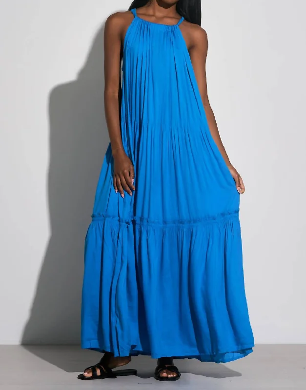 Maxi Tiered Dress In Blue