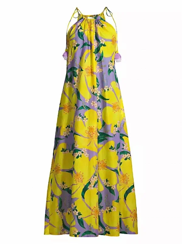 Pietra Floral Cover-Up Maxi Dress In Lilac