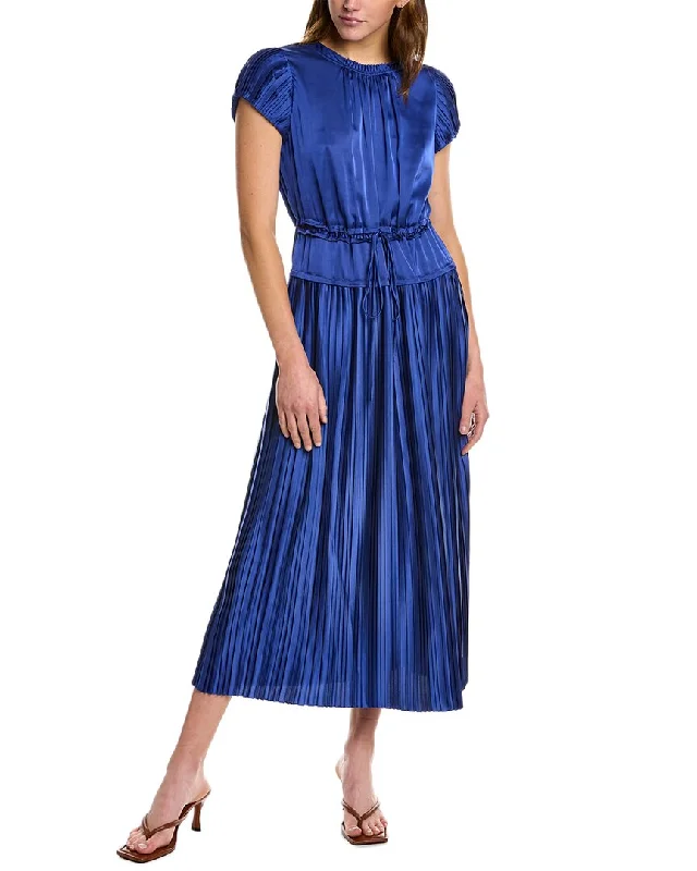 Rebecca Taylor Pleated Sleeve Midi Dress