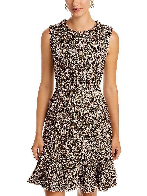 Womens Tweed Mini Sheath Dress