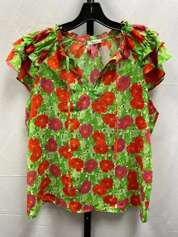 Floral Print Top Short Sleeve Pleione, Size M