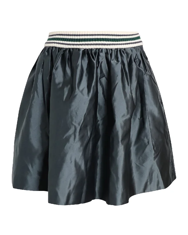 Miu Miu Full Mini Skirt in Green Polyamide