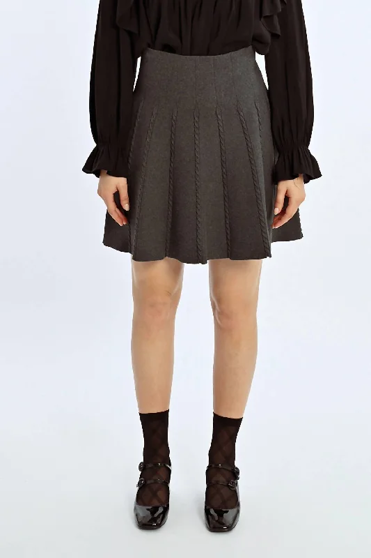 Paris Pleated Knit Skirt In Ash Dark Grey