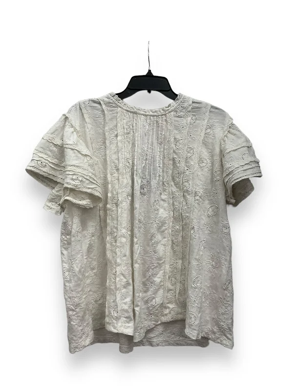 Top Short Sleeve By Anthropologie In Cream, Size: L