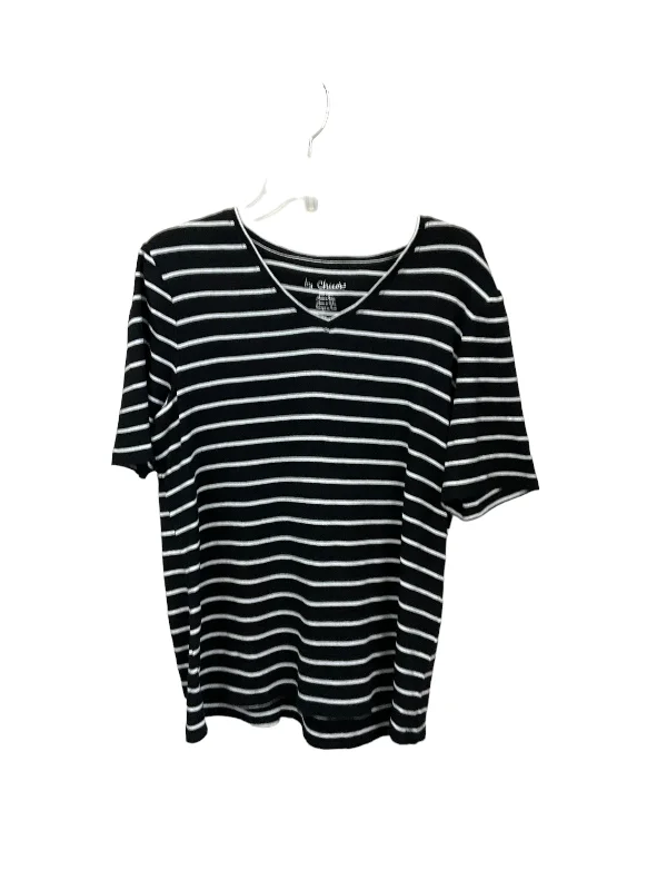 Top Short Sleeve By Chicos In Black & White, Size: L