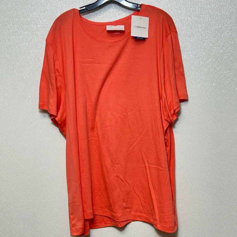 Top Short Sleeve By Croft And Barrow In Coral, Size: 3x