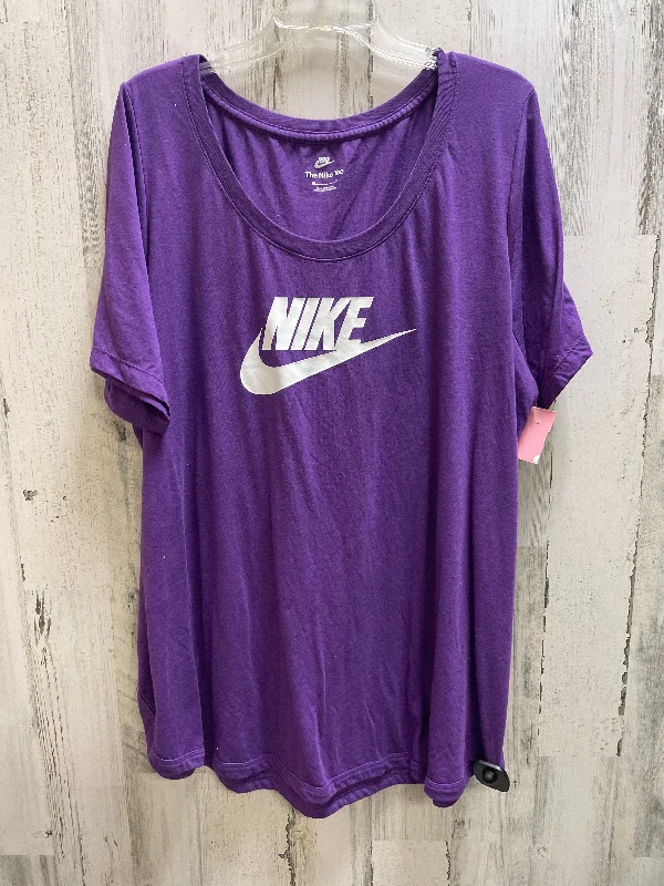 Top Short Sleeve By Nike In Purple, Size: 2x