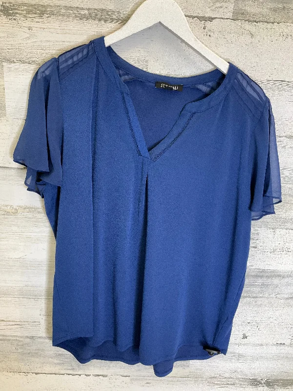 Top Short Sleeve By Roz And Ali In Blue, Size: 1x