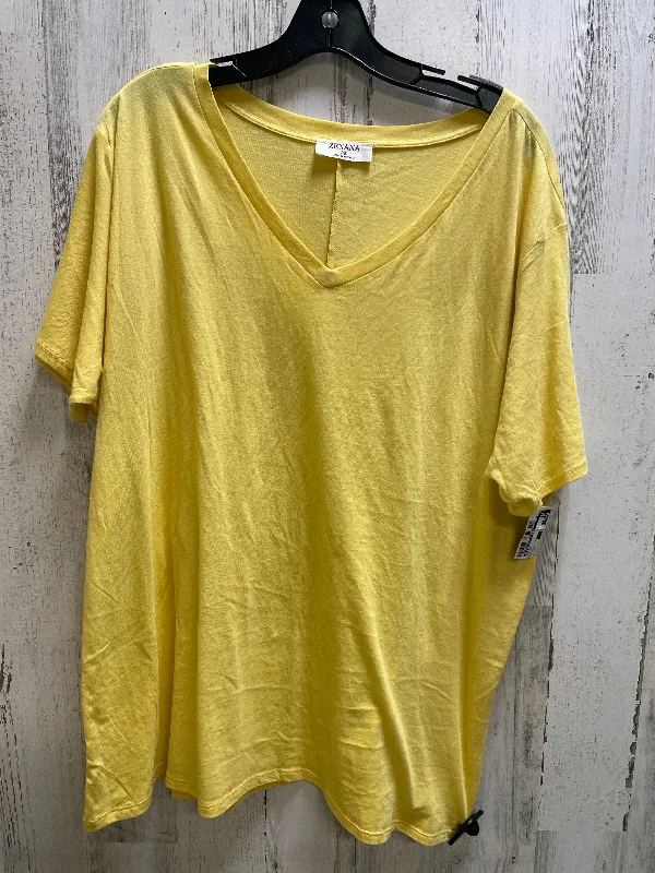 Top Short Sleeve By Zenana Outfitters In Yellow, Size: 2x