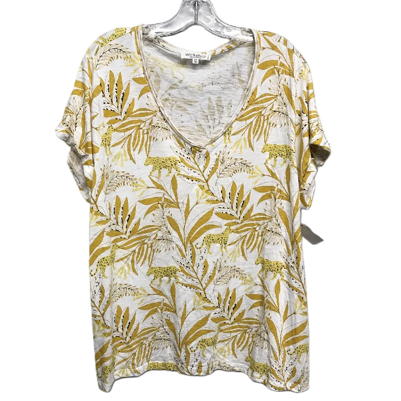 White & Yellow Top Short Sleeve By Worthington, Size: 2x