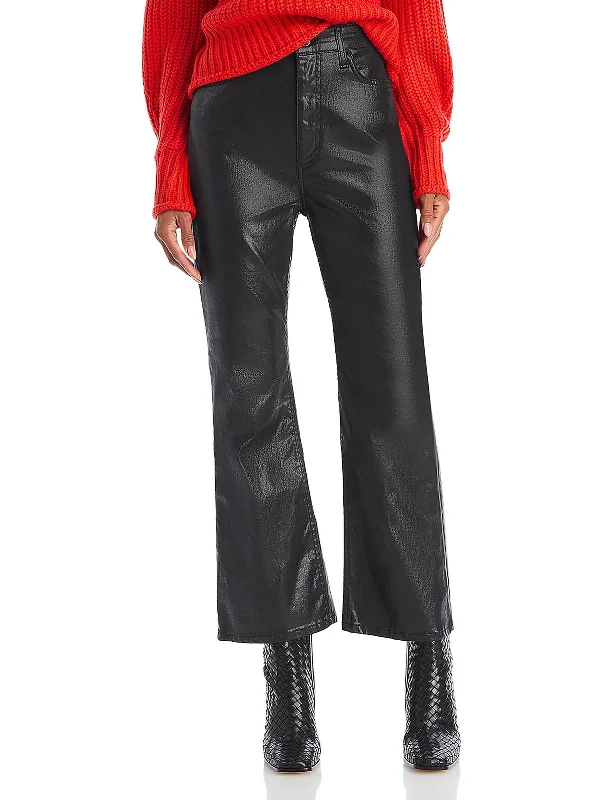 Womens High Rise Cropped Flared Jeans