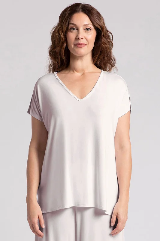 Bamboo V-Neck Slit Sleeve Top | Cashew