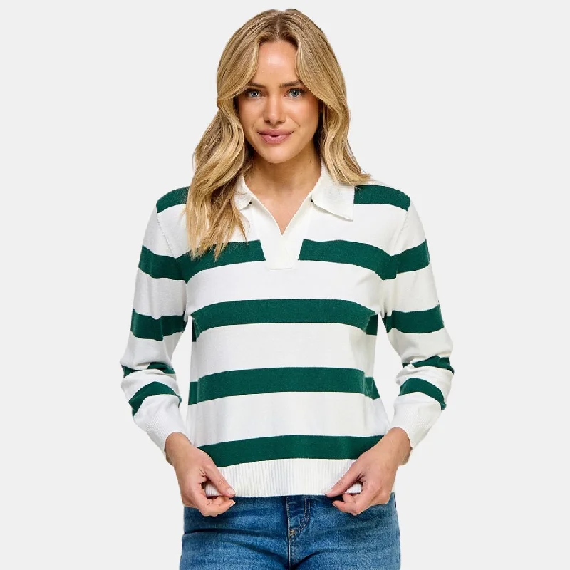 Long Sleeve Striped Polo