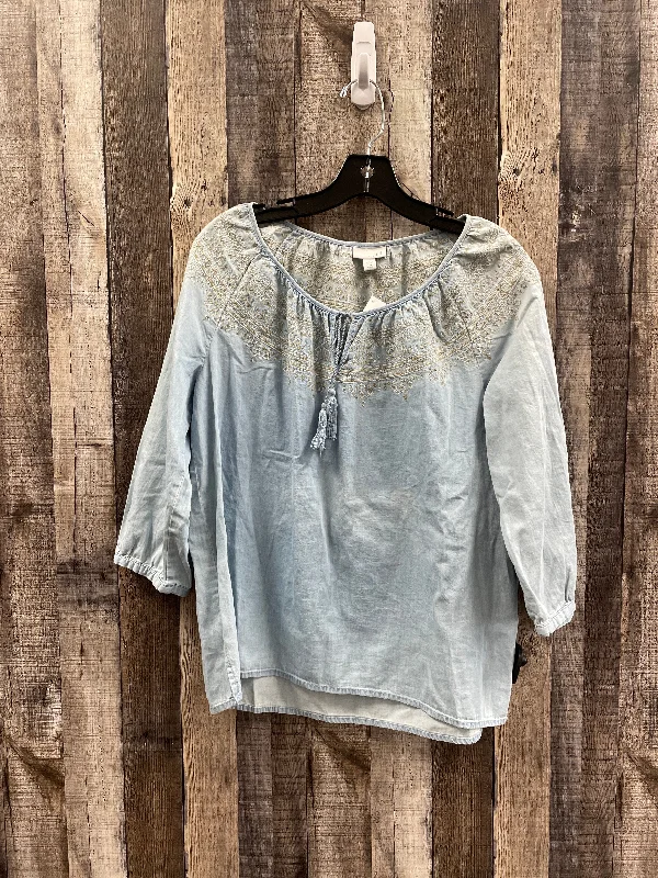 Top Long Sleeve By J. Jill In Blue, Size: Petite  M