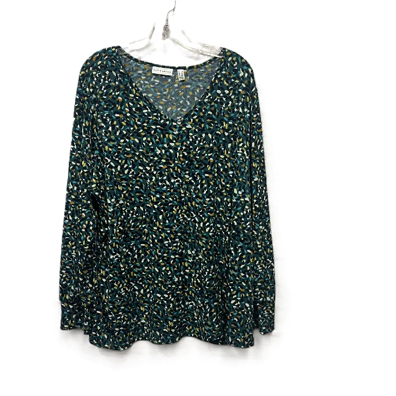 Top Long Sleeve By Susan Graver In Green, Size: 2x