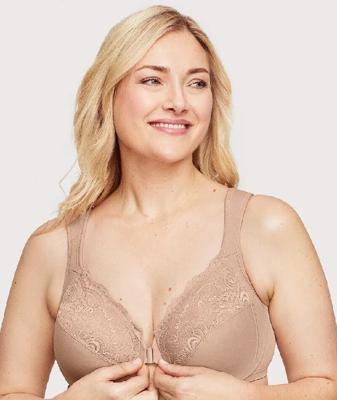 Glamorise WonderWire Front-Closure Bra - Cafe