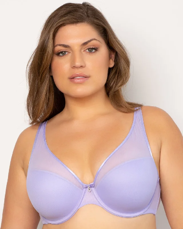 Sheer Mesh Plunge T-Shirt Bra - Lavender Mist