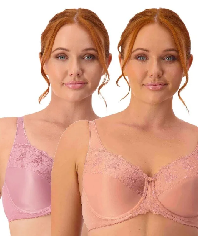 Triumph Embroidered Minimiser Bra 2 Pack - Rosebloom/Indian Summer