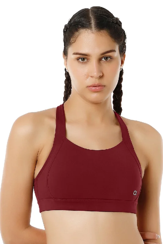 Energize High Impact Round Neck Sports Bra - Chocolate Truffle