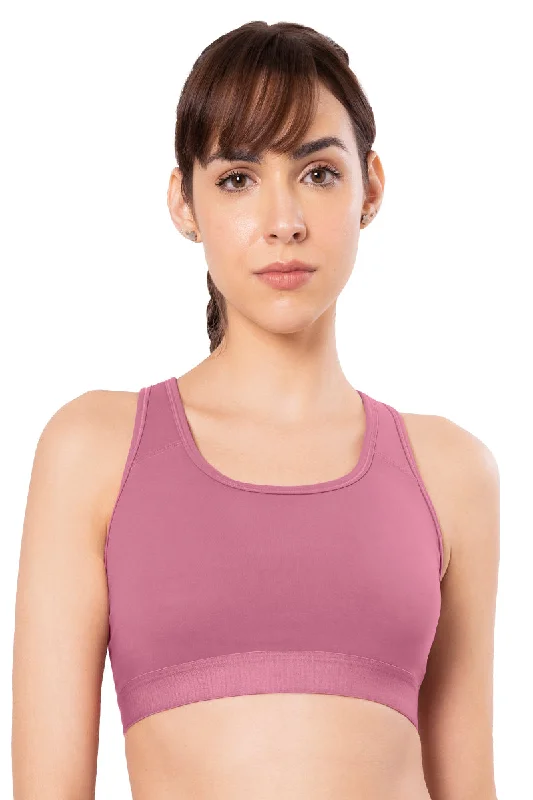 Energize Medium Impact Round Neck Sports Bra - Heather Rose