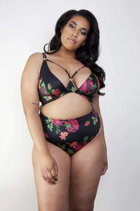 Floral high waist bikini brief curve