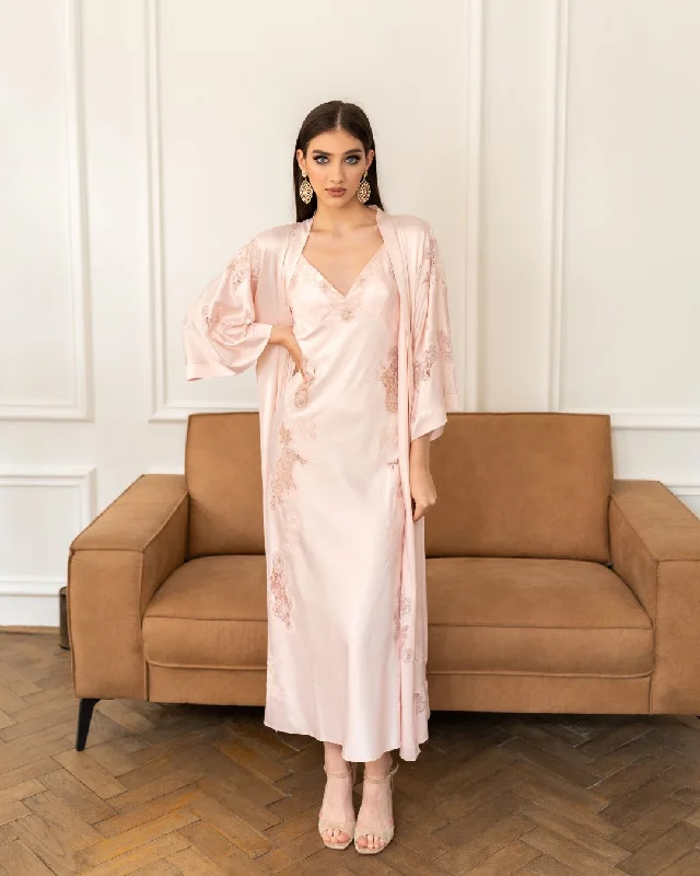 Amelie Silk Robe and Nightgown Set