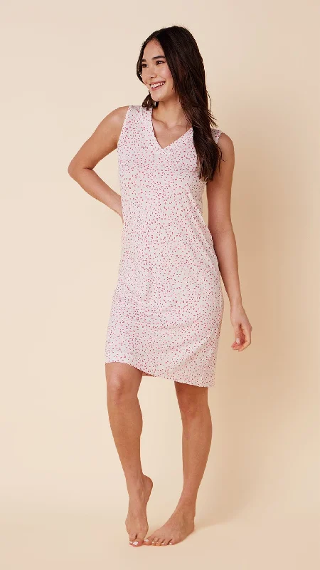 Confetti Dot Pima Knit Nightgown - Raspberry