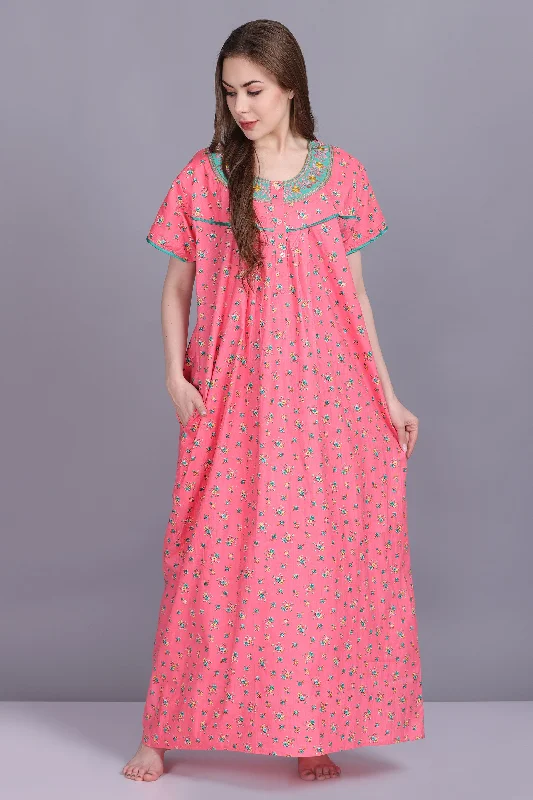 Women's Cotton Floral Print Maxi Comfortable Nightgown